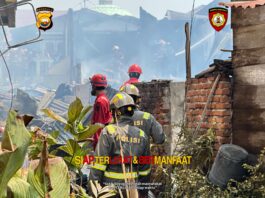 15 Rumah Terbakar di Gang Damai Pengantunga, Personel Karhutla Polda Bengkulu Bantu Evakuasi dan Pemadaman